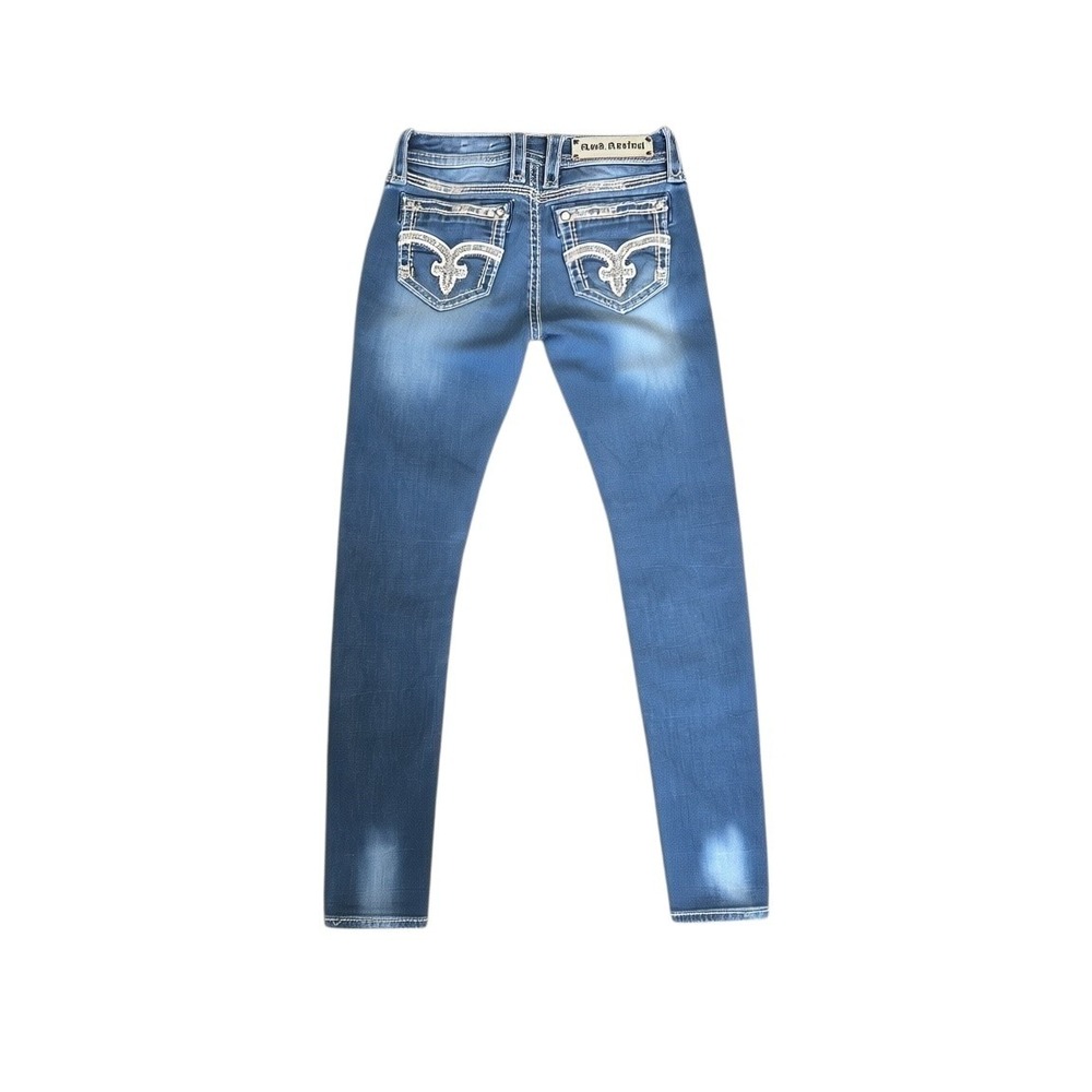 Rock Revival July Women's Jeans Sz 26 Low Rise Skinny Cuffed Embellished 26x30